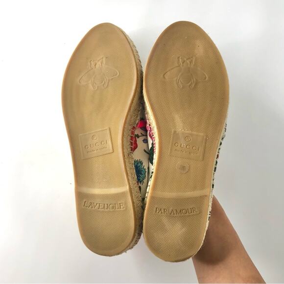 Gucci Flora Print Fuxia Espadrille Canvas Flats Sandals 36 - Picture 10 of 13